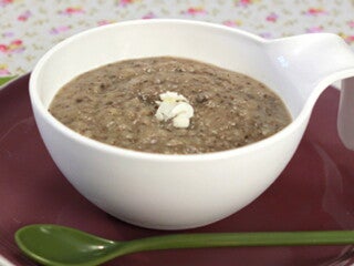 Champignons-Brei mit Geissenkäse