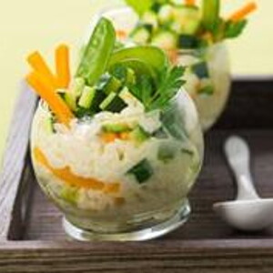 Risotto mit Frühlingsgemüse und Geissenfrischkäse Risotto mit Frühlingsgemüse und Geissenfrischkäse